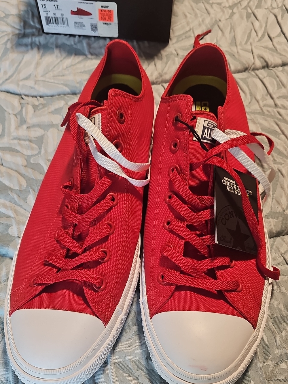 Converse Red Low-Top Canvas Sneakers with White Toe Caps